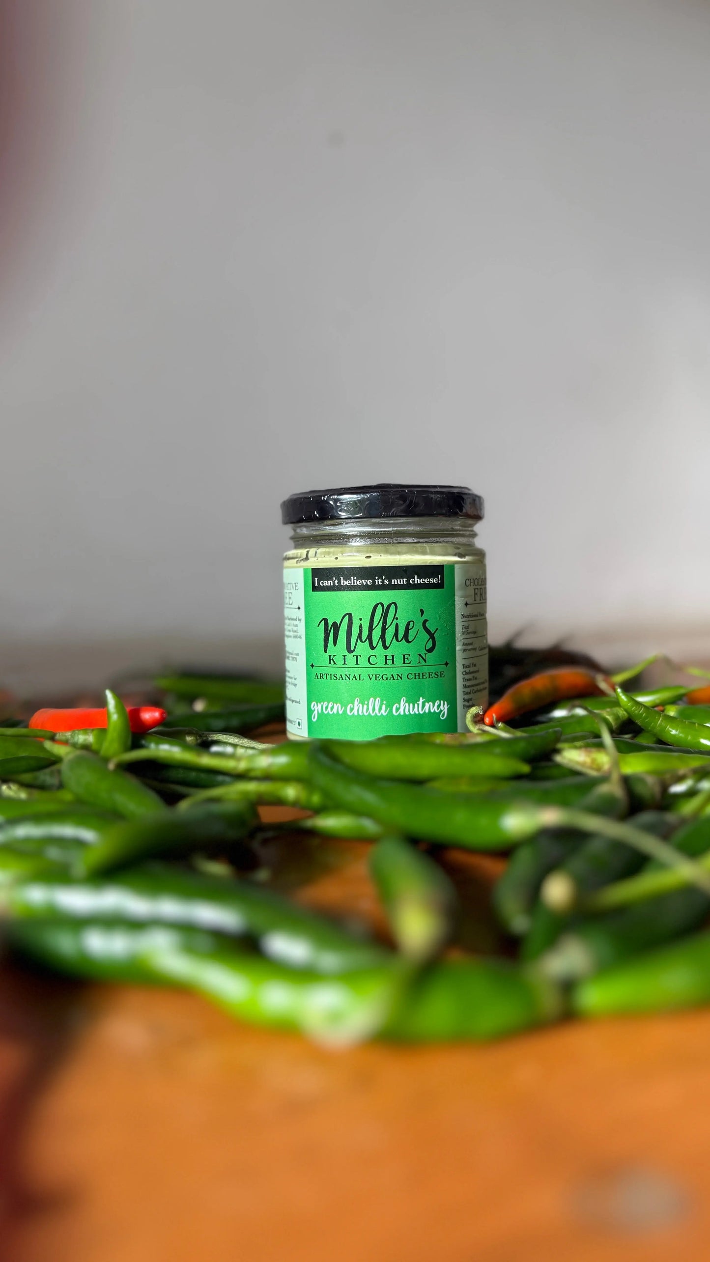 Millie's Vegan Green Chilli Chutney Cheese Earth Story