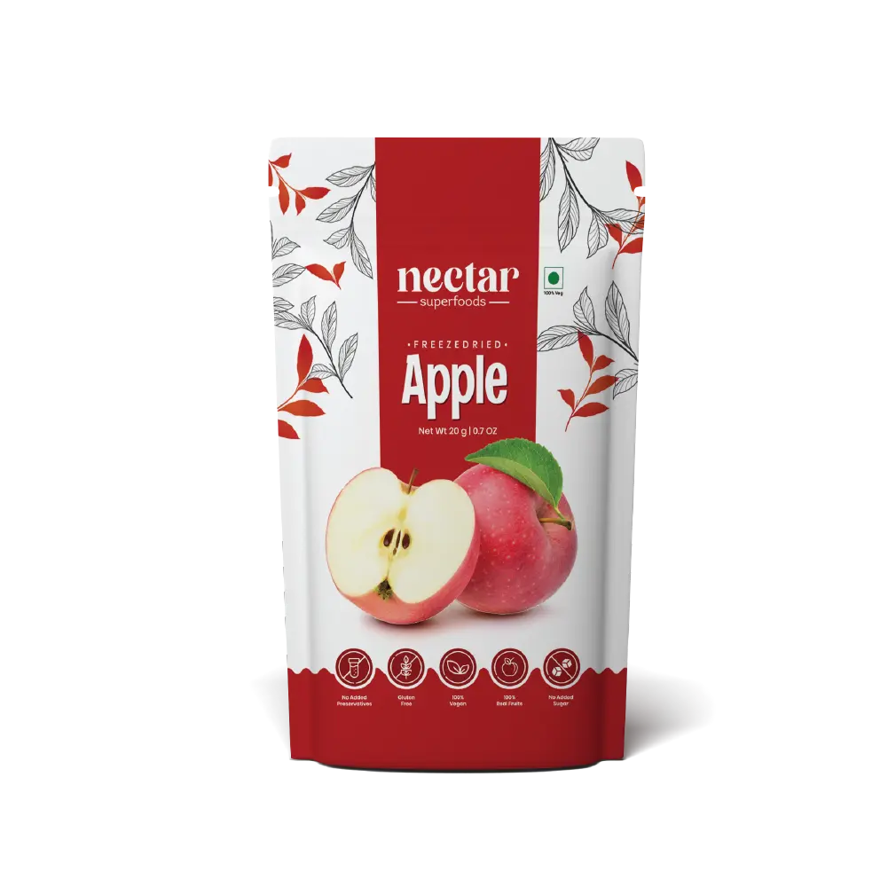 Nectar Superfoods apple packaging on a white background