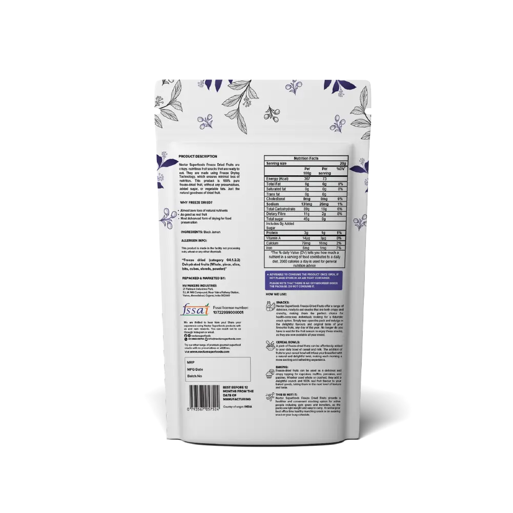 Freeze Dried Black Jamun Nectar Superfoods