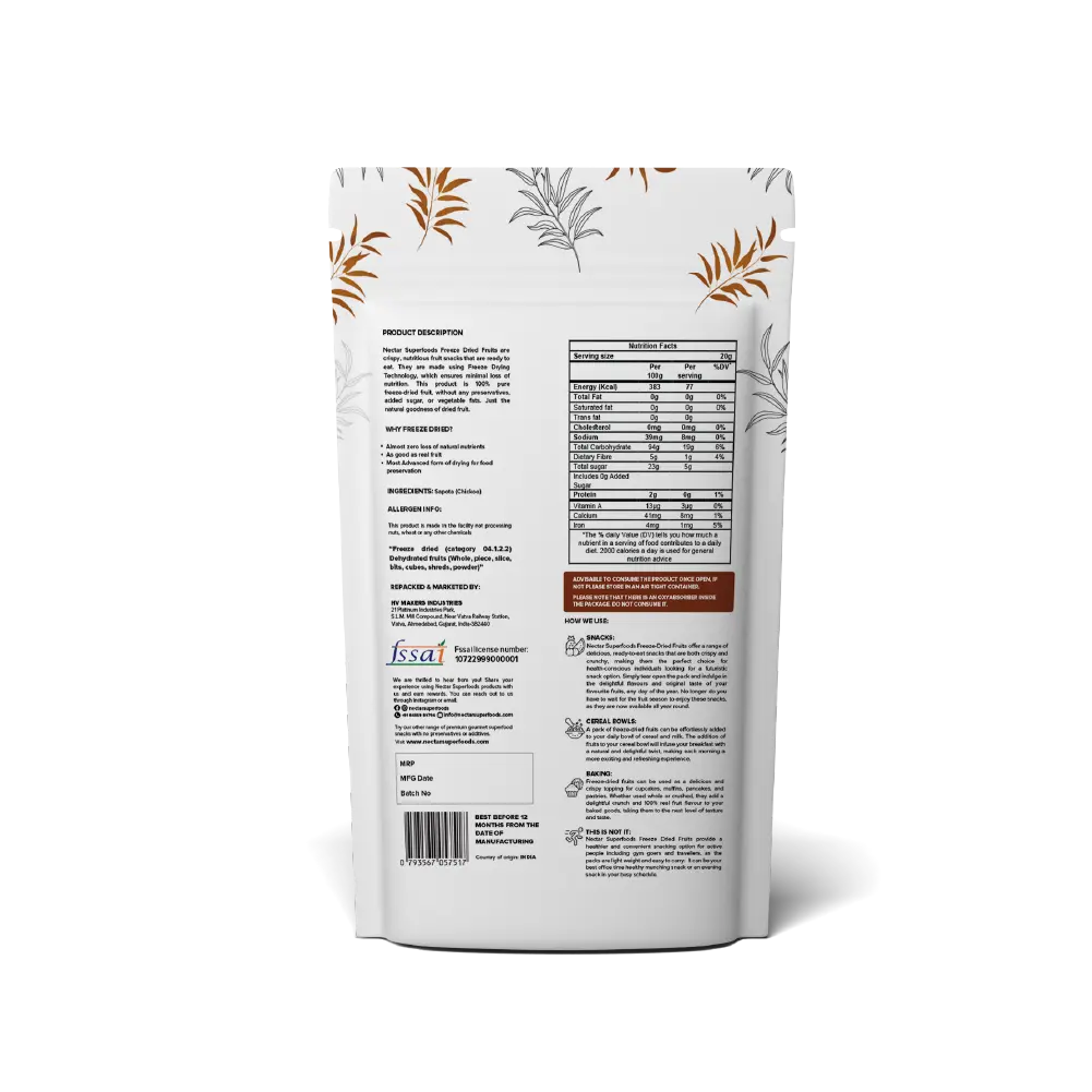 Nectar Superfoods Freeze Dried Sapota ( Chikoo )- 20 gms Nectar