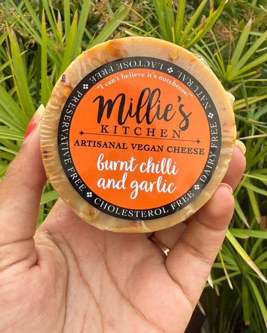 Millie's Burnt Red Chilli and Garlic Wheel Vegan Cheese Earth Story