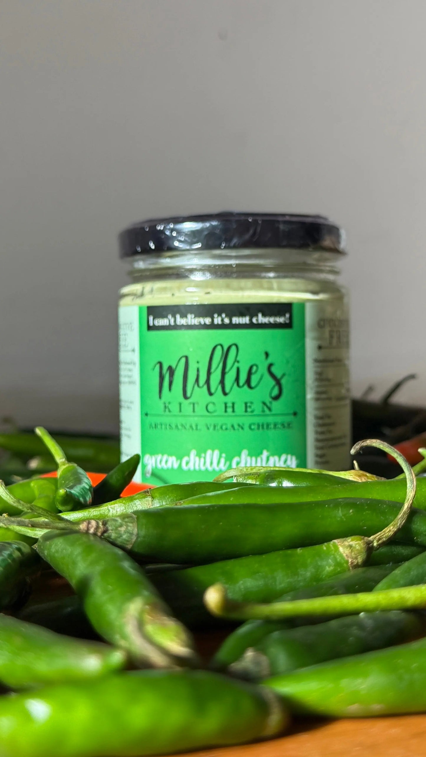 Millie's Vegan Green Chilli Chutney Cheese Earth Story