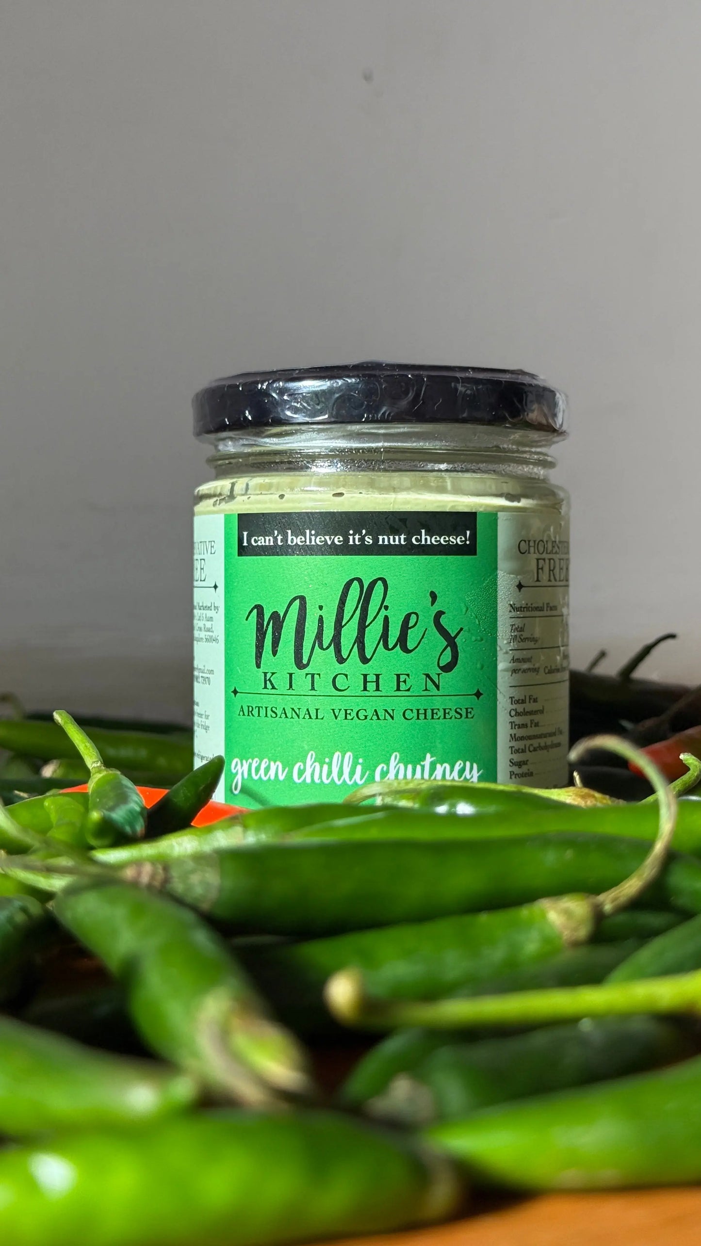Millie's Vegan Green Chilli Chutney Cheese Earth Story