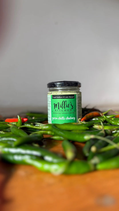 Millie's Vegan Green Chilli Chutney Cheese Earth Story