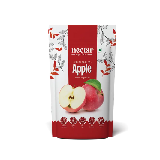 Nectar Superfoods apple packaging on a white background