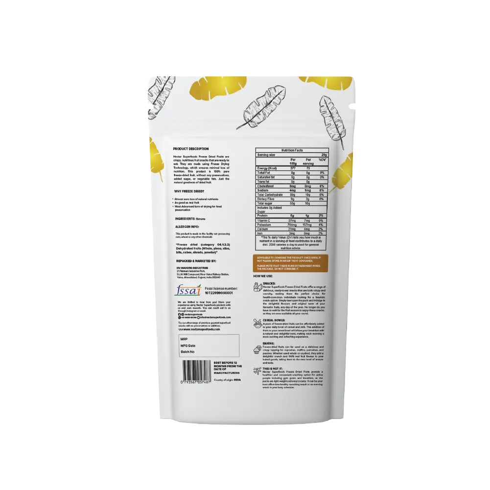 Freeze Dried Banana Nectar Superfoods