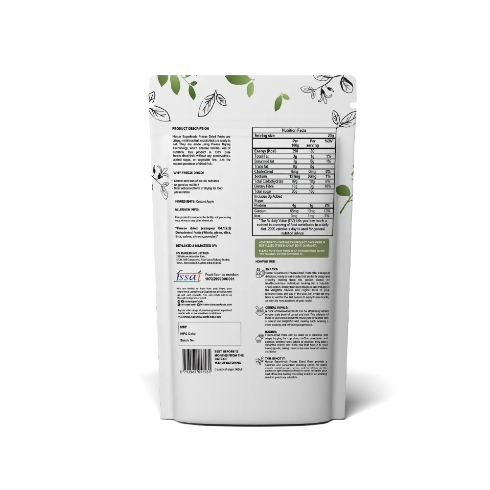 Nectar Superfoods Freeze Dried Custard Apple-100 gms Nectar