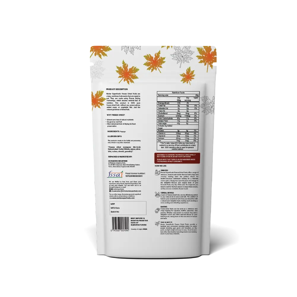 Freeze Dried Papaya Nectar Superfoods