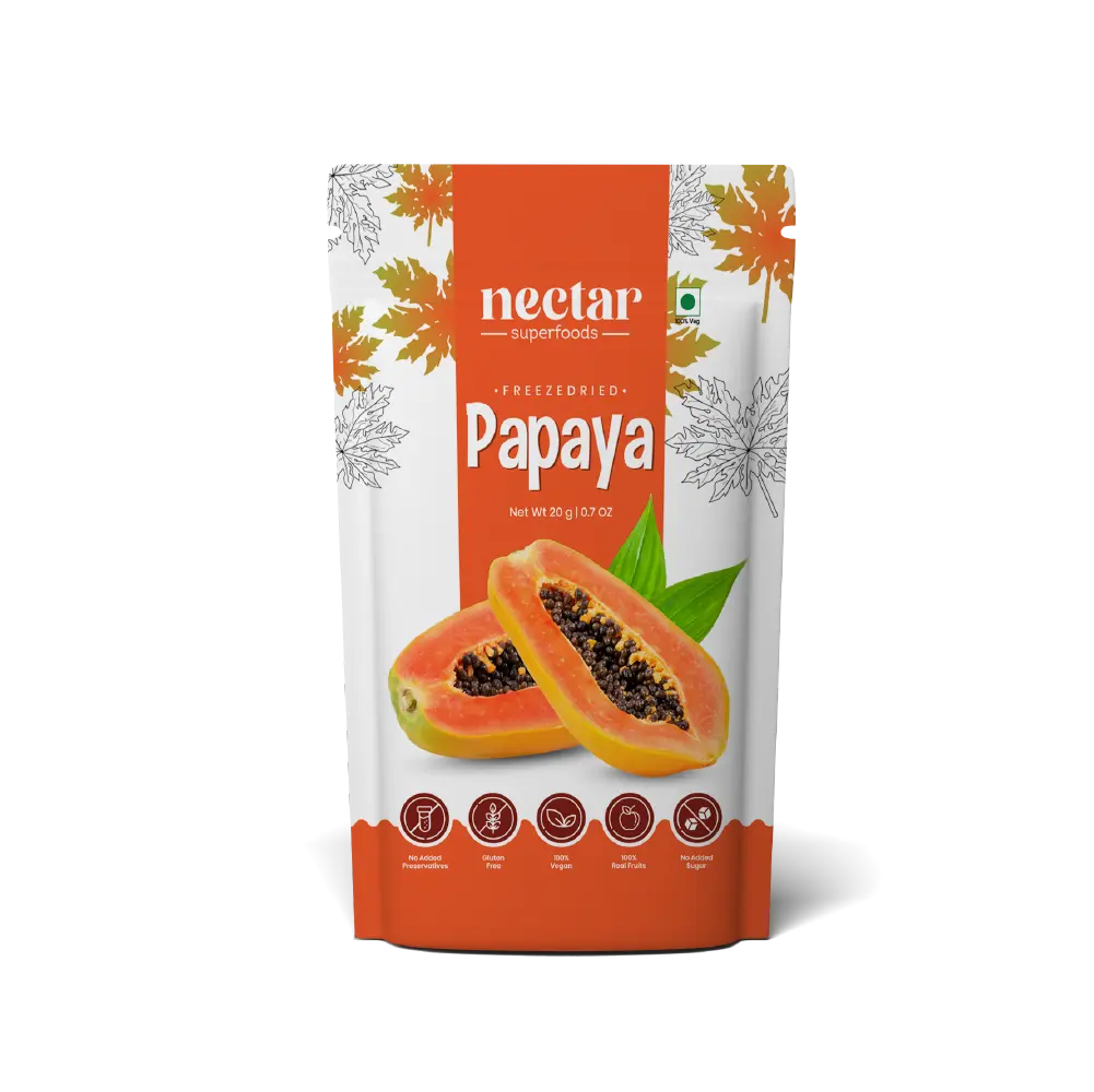 Nectar Superfoods papaya packaging on a white background
