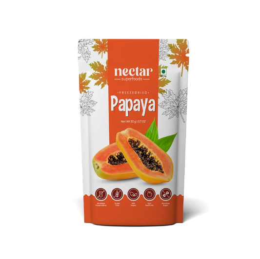 Nectar Superfoods papaya packaging on a white background